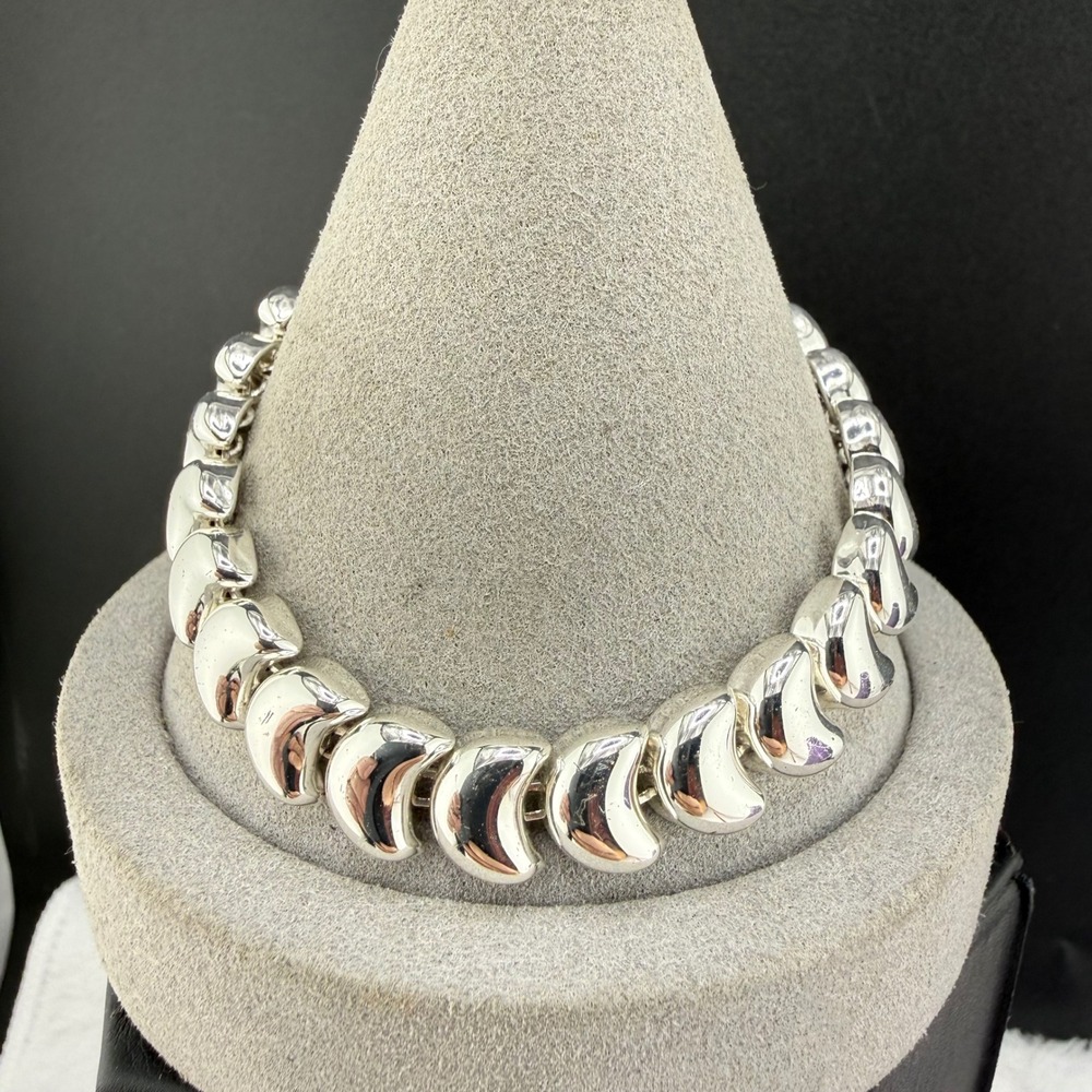 Vintage Napier Link Bracelet Silver Tone‎ Crescent Moon 7.5"